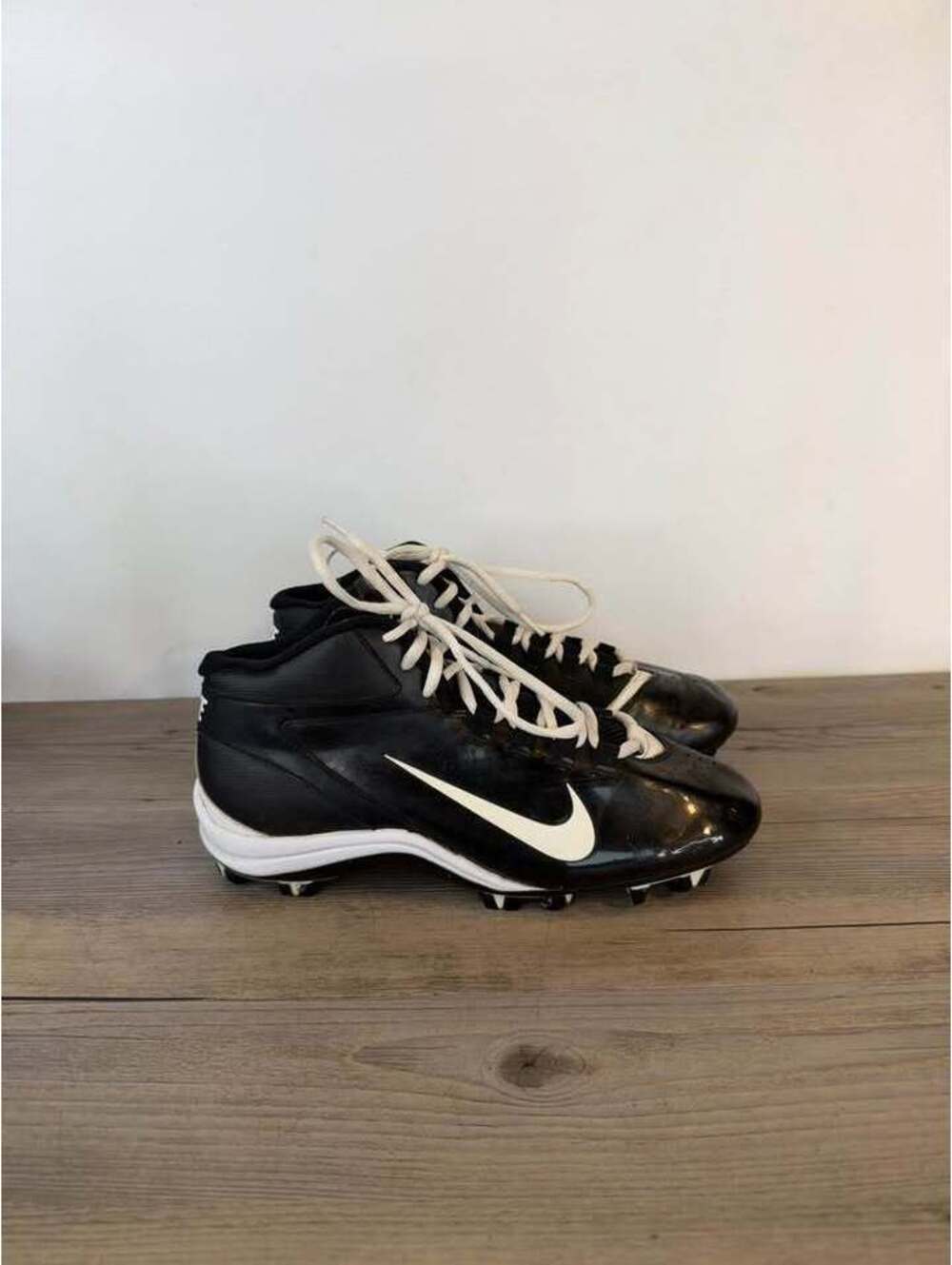 Nike Alpha Speed Shark Mid Football Cleats Size 7.5 Black 442417-011